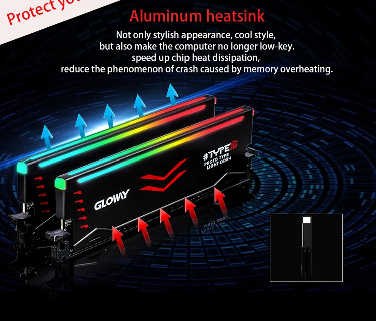 Оперативная память Gloway DDR4, 8 Гб* 2, 16 ГБ, 3000 МГц, RGB, для игр, настольных компьютеров, память, оперативная память, Серия B