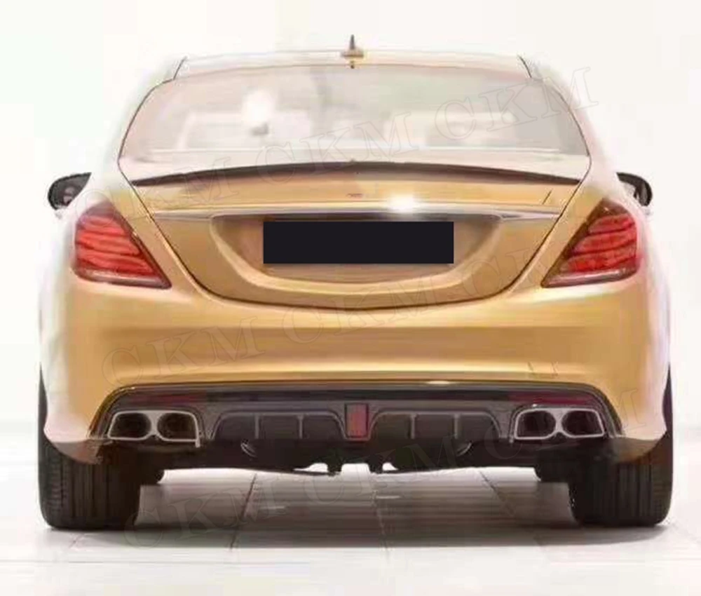 Для Mercedes Benz S Class W222 S63 S65 AMG 13-19 B Стиль углеродного волокна задний бампер для губ Диффузор спойлер с глушитель выхлопа советы