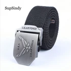 Мужской холщовый ремень SupSindy, винтажный тактический ремень с металлической пряжкой в стиле ВВС США, для джинсов, 2019
