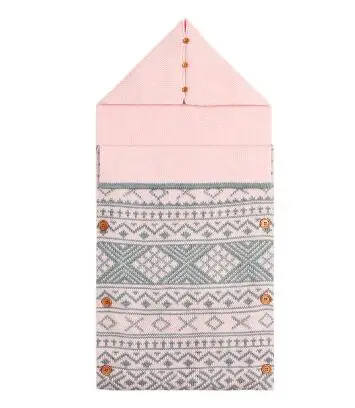 82W412 Pink Новые конверты для новорожденных, вязанные спальные мешки с пятью звездами, Осенние серые пеленки на пуговицах для младенцев, спальные мешки, весеннее одеяло - Цвет: 82W412 Pink