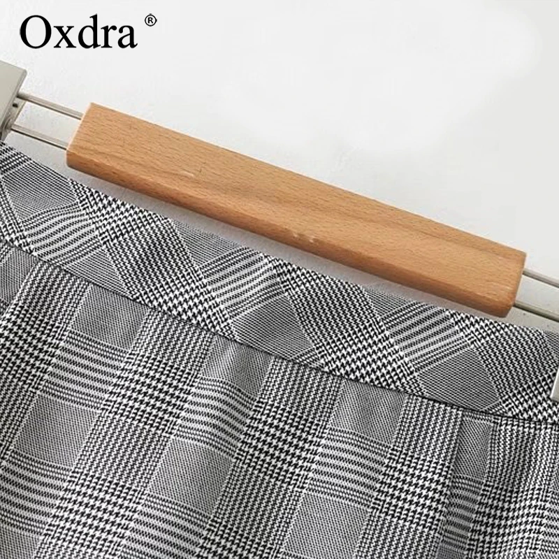 Oxdra 2018 Для женщин Весна-осень-зима классические клетчатые юбки модные и пуговицы