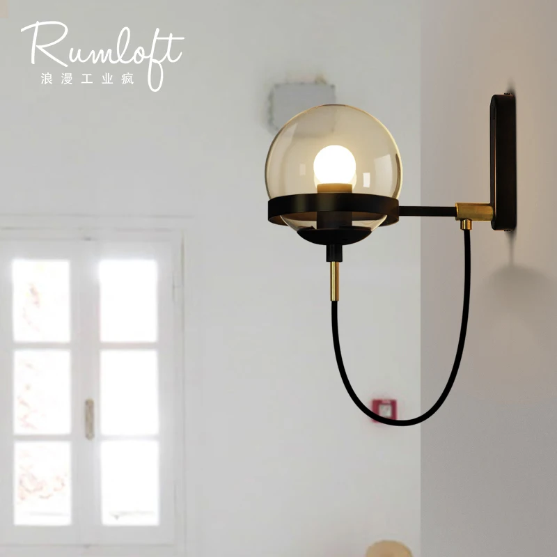 Современные Настенные светильники-бра для гостиницы спальни коньяк стеклянный