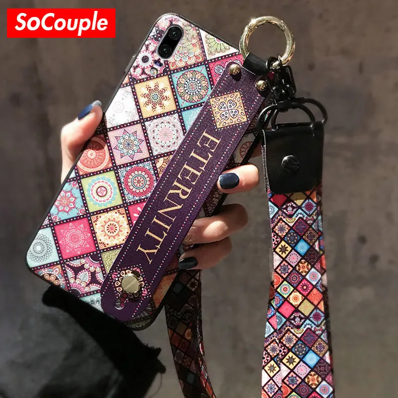 SoCouple держатель для телефона чехол для huawei P20 P30 Pro Lite P10 Коврики 20 10 30 Pro Nova 3i 5i Honor 10 20 ремешок для запястья чехол
