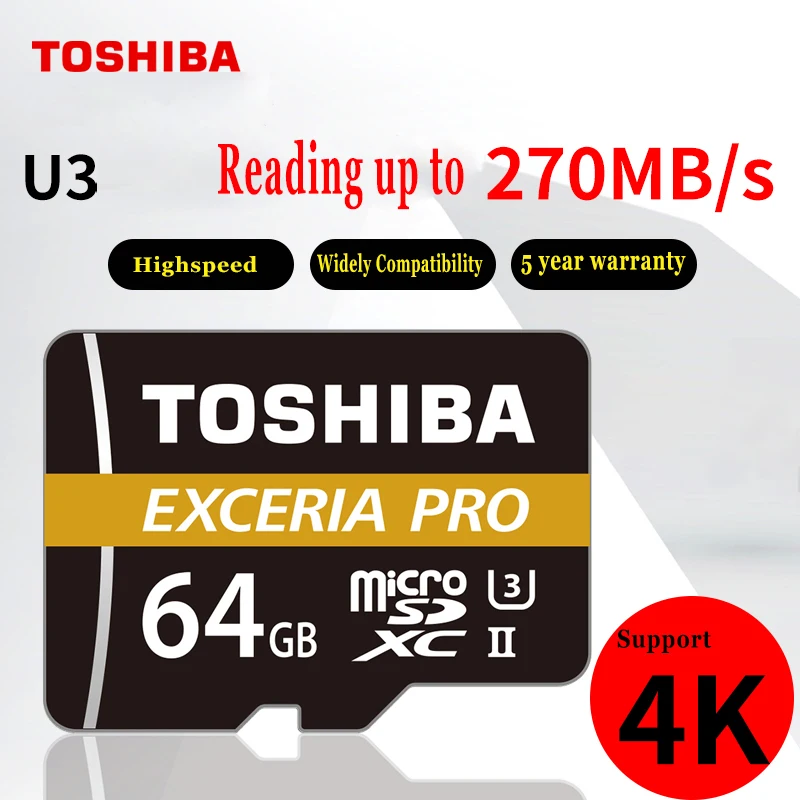 TOSHIBA M501 EXCERIA PRO U3 карта памяти TF 32 Гб SDHC 64 SDXC UHS II Class10 4K HD Скорость чтения до 270|Карты