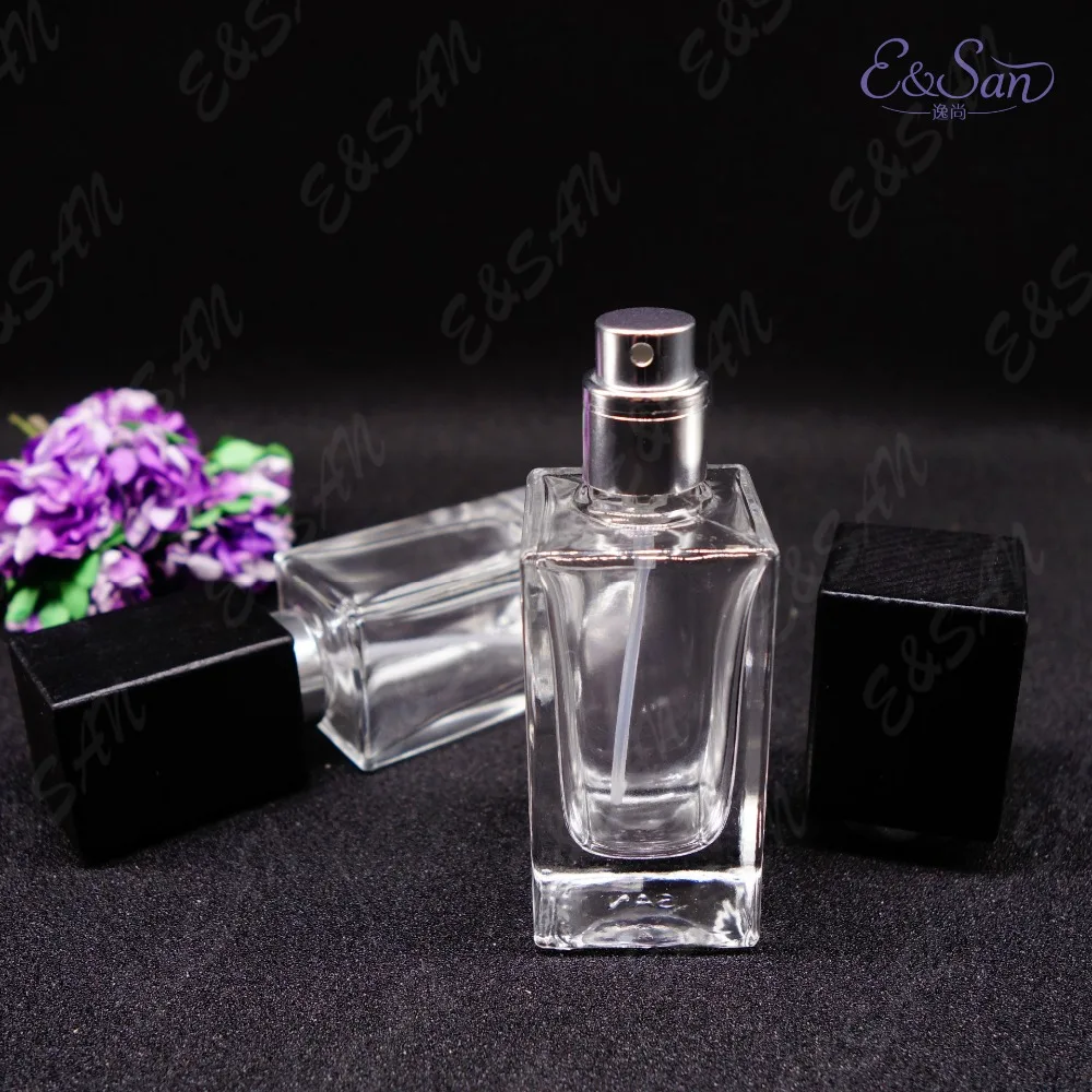 PT170MT-30ML прозрачная плоская квадратная Подушка Деревянные крышки духов стекло пустая косметическая бутылка с распылителем бутылка 100 шт/партия