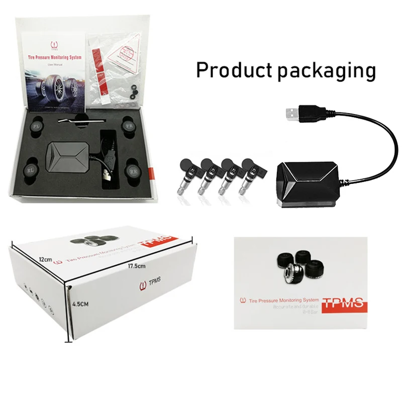 AfmoDVR система контроля давления в шинах USB TPMS с четырьмя внешними для Android DVD |