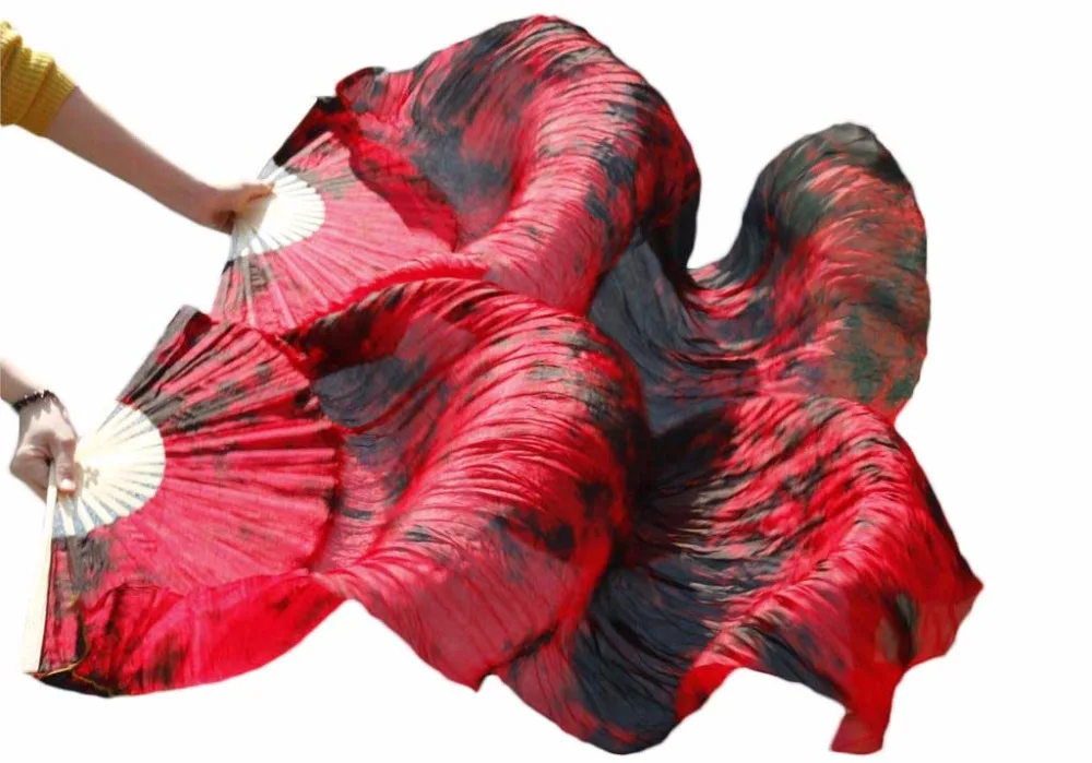 

100% Silk Belly Dance Fans 1 Pair Left+Right Dance Performance Long Silk Fans 180x90cm Unisex Belly Dance Silk Fans Mixed Color