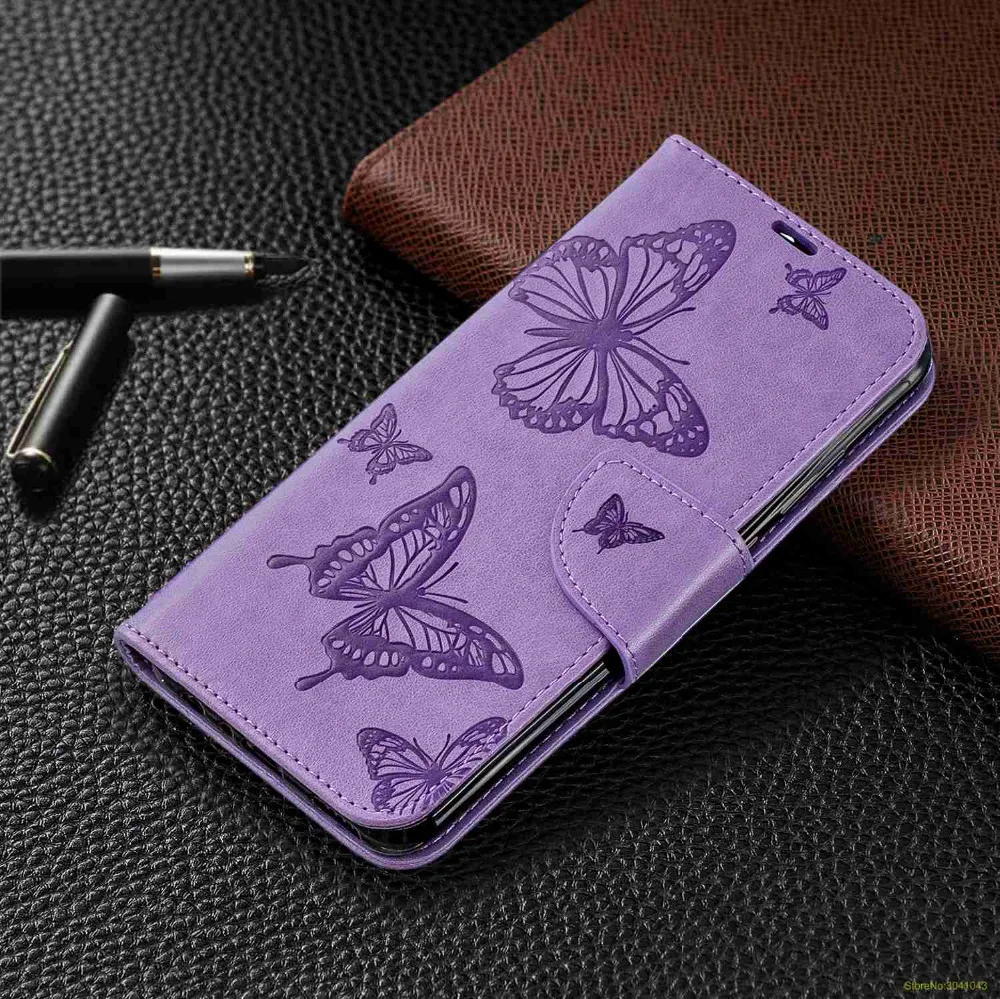 Для huawei P Smart Plus/P 2019 чехол Роскошный 3D тиснение большая бабочка кошелек флип чехлы