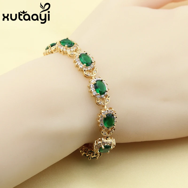 Женский браслет цепочка с Зелеными камнями 18 + 3 см|chain bracelet|link chain braceletbracelet bracelet |