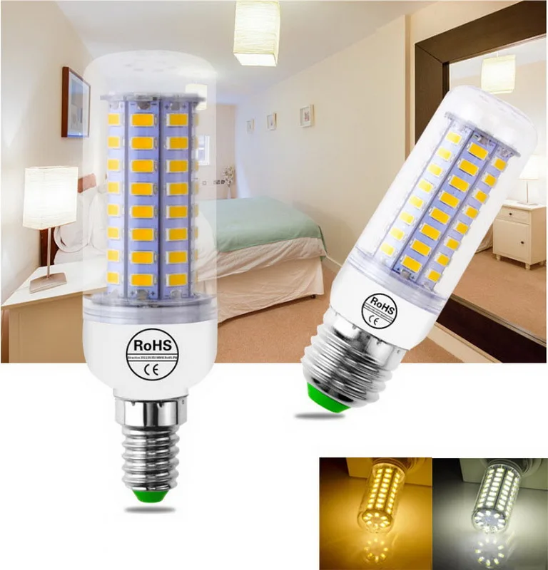 Hoomall 2 шт. E27 светодиодный светильник 220V 5730 E14 Светодиодный 24 36 48 56 69 72 s кукурузы