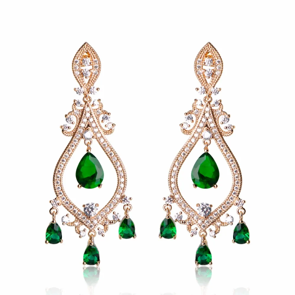 Blucome Water Drop Rhinestone Серьги Для Девушки Женщин Родий Позолоченный CZ Циркон