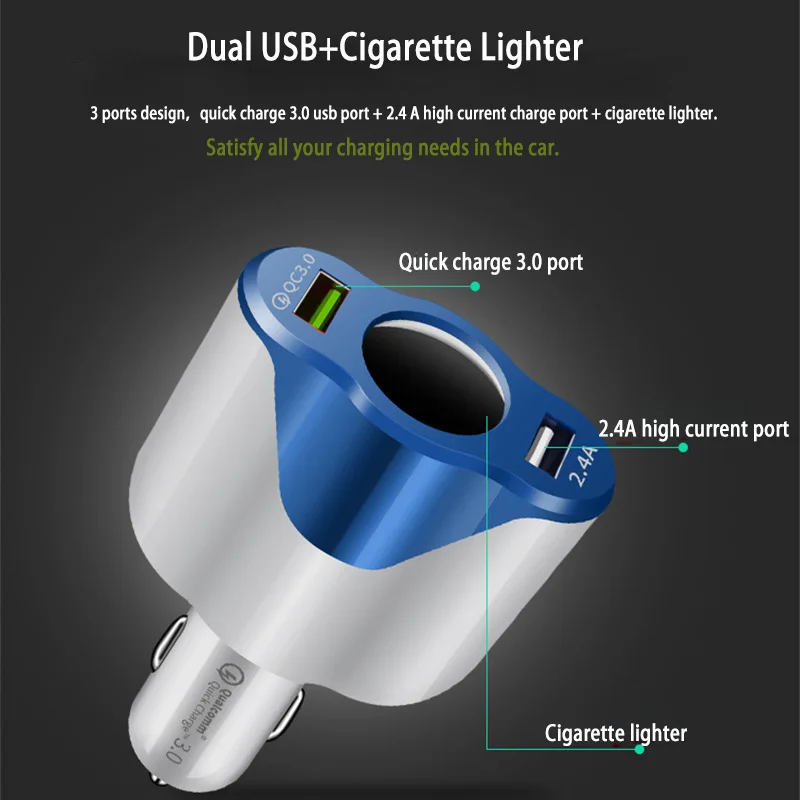 USB Автомобильное зарядное устройство Быстрая зарядка 3 0 быстрое прикуриватель QC