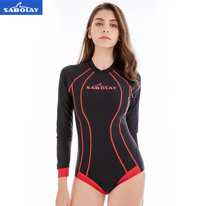 Женский купальный костюм с длинным рукавом SABOLAY короткий в винтажном стиле