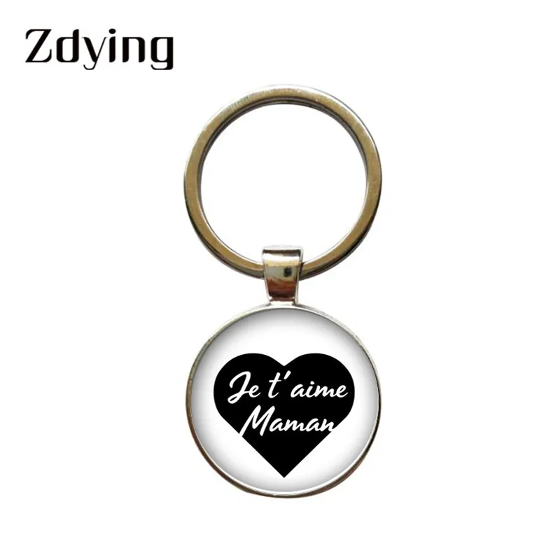 ZDYING Je T'aime брелок для ключей Papa et Maman французское письмо любовь сердце стеклянный