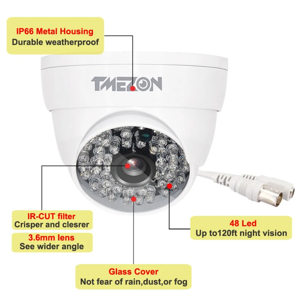 Tmezon 8 канальный AHD 1080P DVR система видеонаблюдения с 4 шт наружная камера внутренние