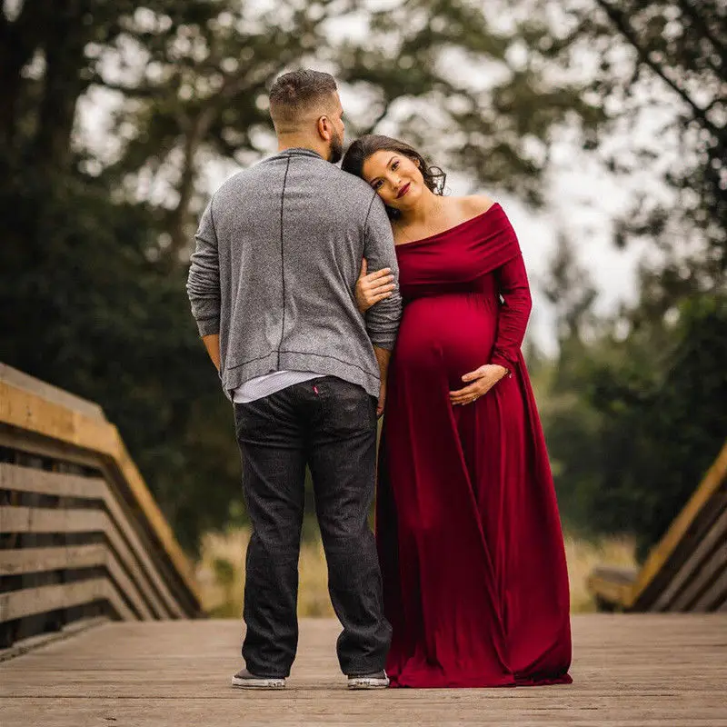 

Maternity Maxi Dresses 2020 Maternity Photography Props Chiffon Vestidos Off Shoulders Maxi Pregnant Dress Pregnancy Photo Shoot