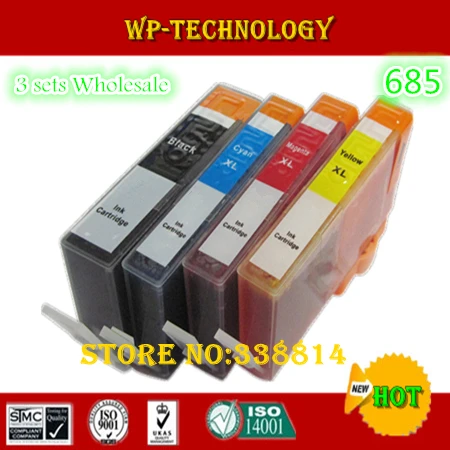 12PK Compatible Ink cartridge suit for Hp685 hp 685  , suit for HP 4615 5525 3525 6525 4625 , with Chip ,full ink