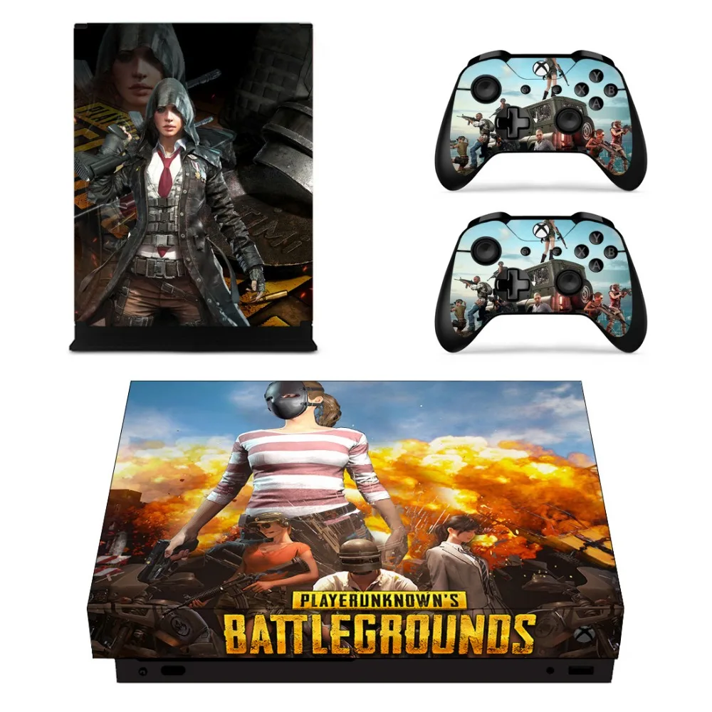 Полный набор лицевых панелей наклейки кожи PUBG для Xbox One X консоли и два