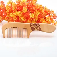 10pcs carved wooden mahogany comb taomu combs custom anti static peach natural wooden comb with a handle 1885612 5mm pj96