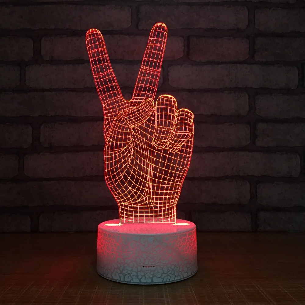Новинка жесты да Форма 3D настольная лампа 3d ночные светильники LED USB 7 видов цветов