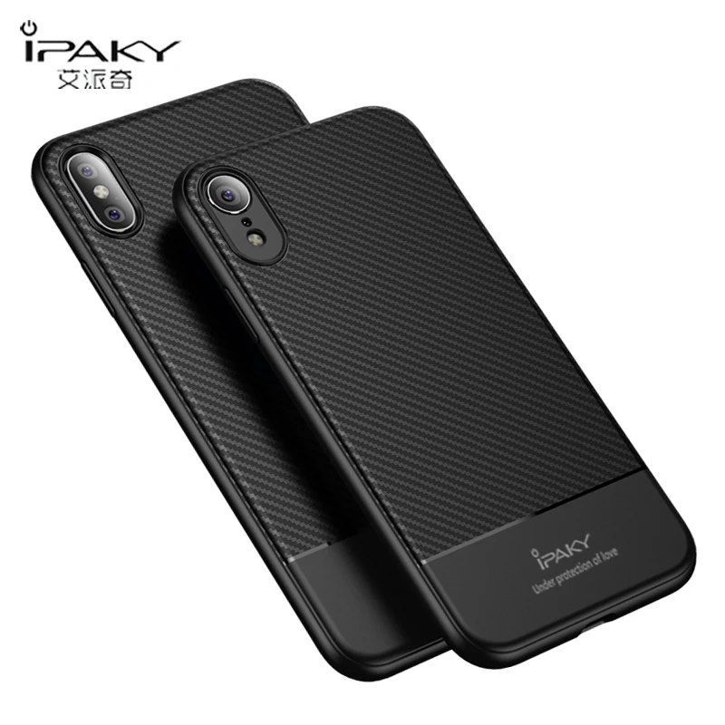 Для iPhone X XS XR Чехол ipaky Ультратонкий чехол для Max из углеродного волокна Мягкий