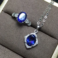 kjjeaxcmy boutique jewels 925 sterling silver inlaid with natural tanzanite topaz ring pendant necklace for womens 2 sets godde