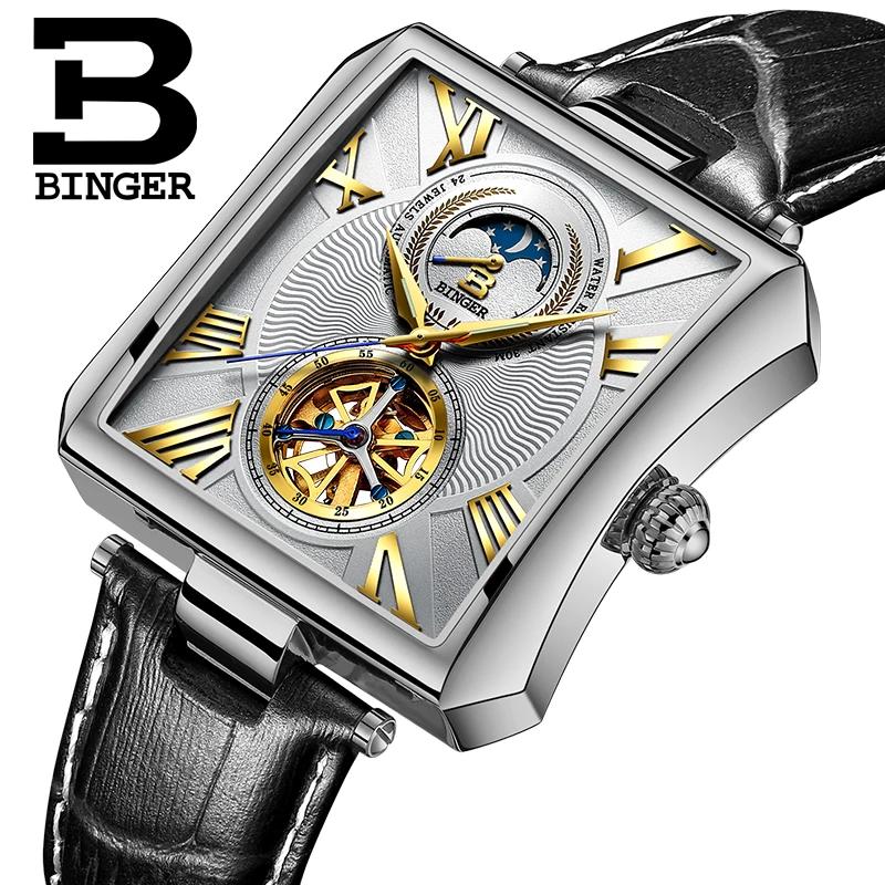 Швейцарские роскошные Брендовые мужские часы Бингер силиконовый с большим