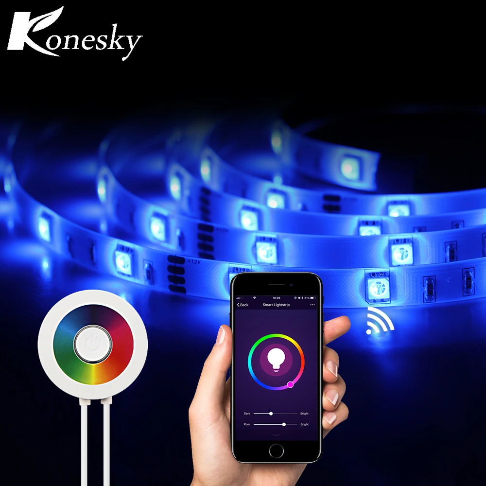Konesky 2 м/6.6ft RGB полосы света 3 Plug 120 индикатор Wi Fi Управление Smart лампы для украшение