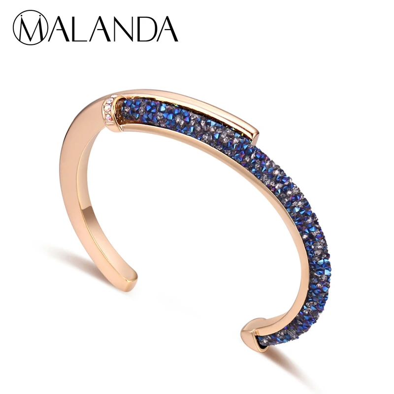 Бренд MALANDA Браслет манжета с кристаллами от Swarovski для женщин модные свадебные