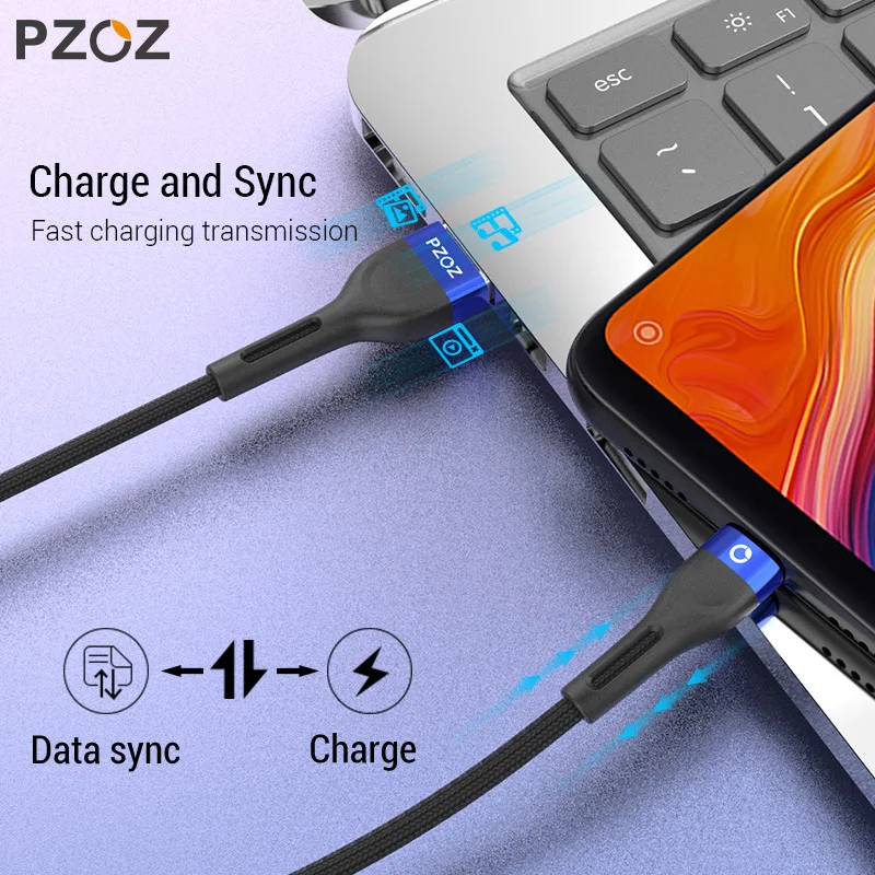 Кабель PZOZ USB C Type для быстрой зарядки и передачи данных зарядное устройство usb-c Xiaomi