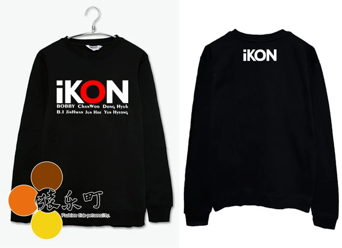 Kpop ikon свитер с круглым вырезом и принтом всех членов сезон весна-осень Модный