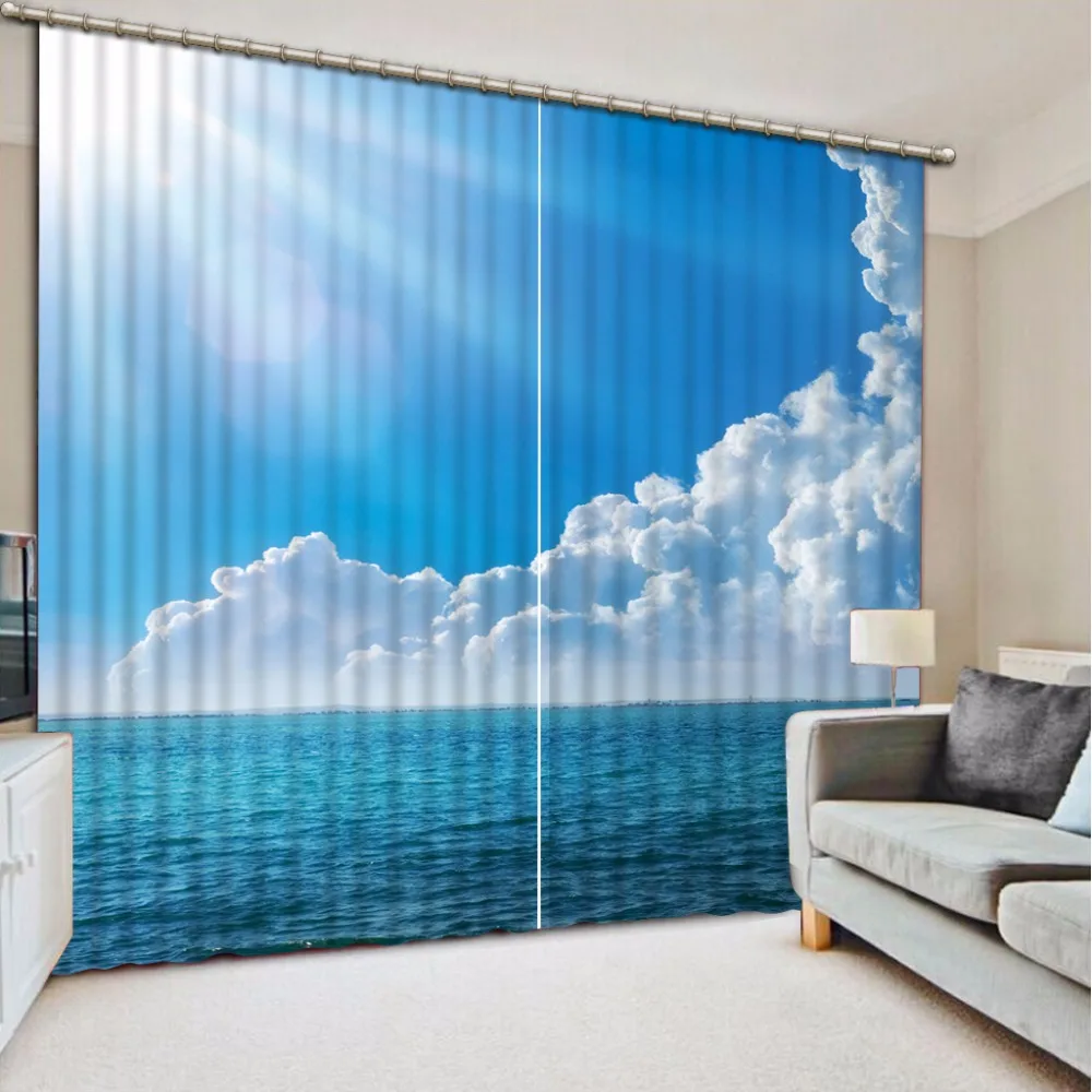 

Custom any size 3D Curtain Blackout Shade Window Curtains Blue Sky Sun Sea Bathroom Curtain Minions Window Curtain String