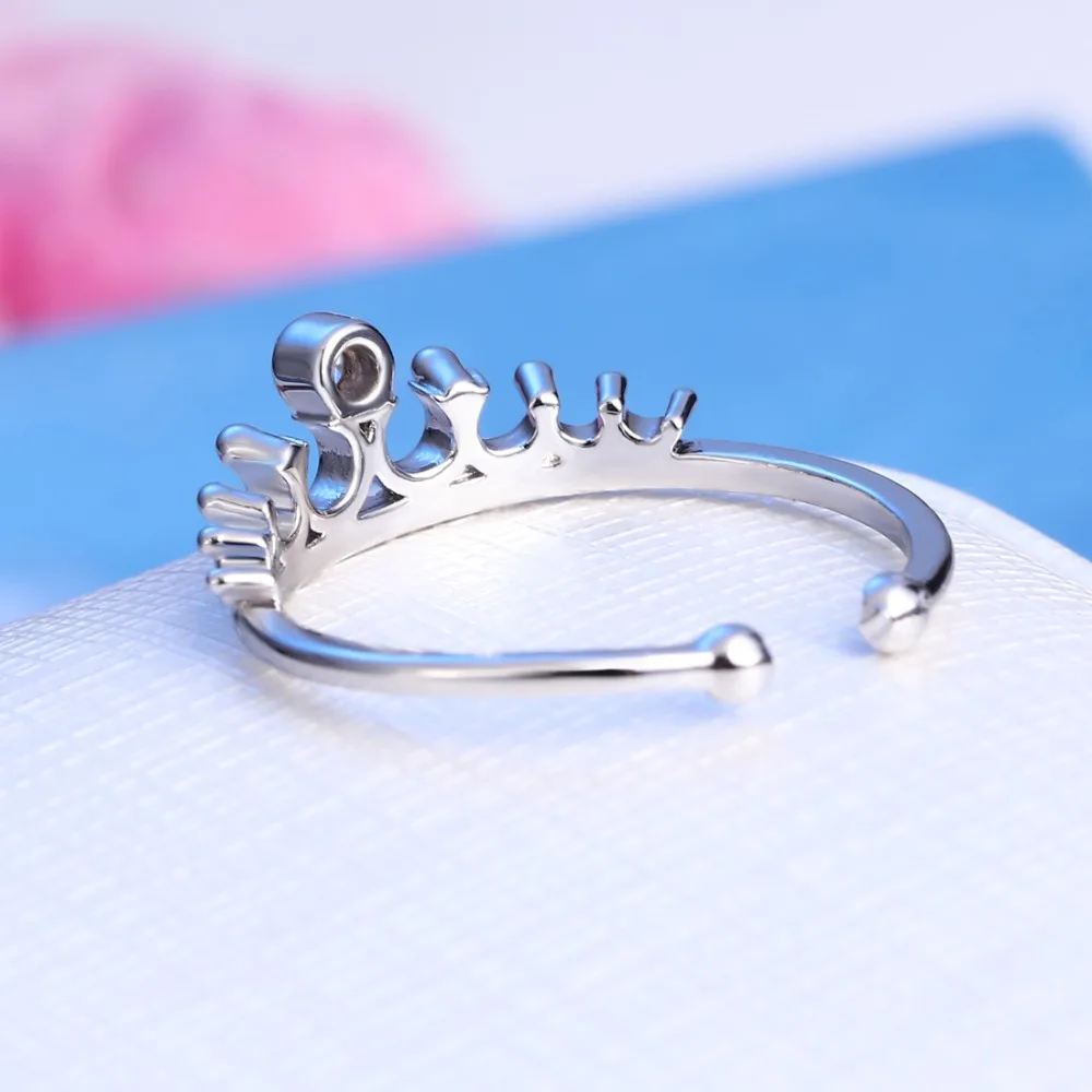 Hesiod Romantic Full Crystal Rhinestone Zircon Engagement Ring Silver Color Crown Rings Graceful Women Finger Wholesale | Украшения и