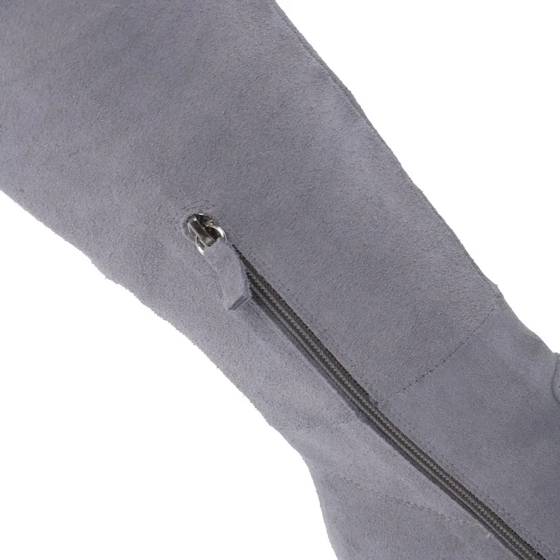PRICHICELLA 8 см 10 см серый натуральная кожа сапоги выше колена высокие ботинки size34-42