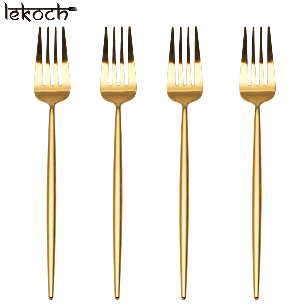 Lekoch 4 шт. столовые приборы вилки из нержавеющей стали для ужина мяса салата