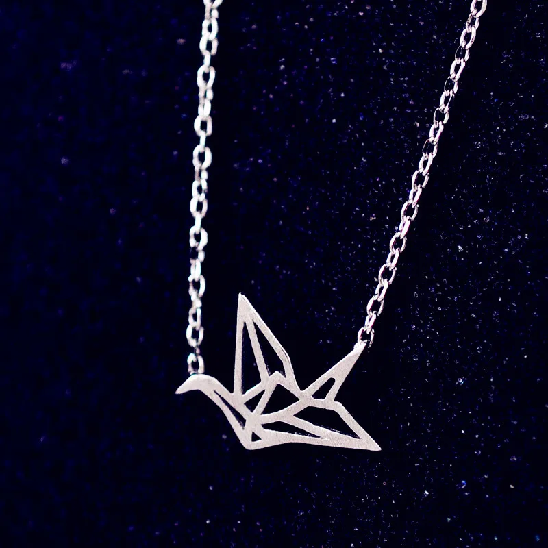 

Daisies 925 Sterling Silver Elegant Origami Crane Necklace Paper Crane Charm Pendant Charm Necklace Statement Jewelry