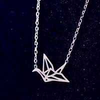 daisies 925 sterling silver elegant origami crane necklace paper crane charm pendant charm necklace statement jewelry