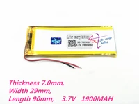 702990 3 7v 1900mah 703090 polymer lithium li po rechargeable battery for gps dvd e book tablet pc mobile phone power bank
