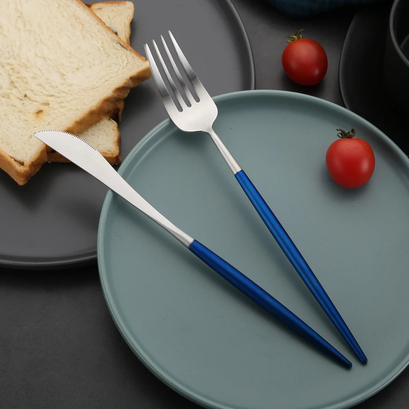 Набор голубых столовых приборов из нержавеющей стали 304 4 шт.|blue cutlery set|dinnerware setcutlery
