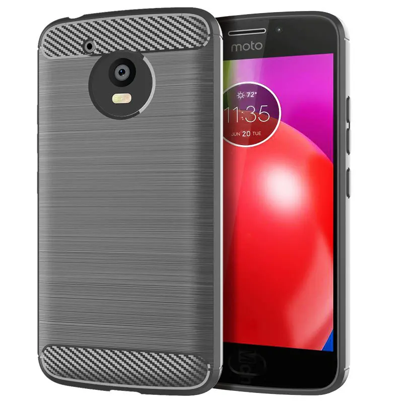 Carbon Fiber Brushed Soft TPU Phone Back Case For Motorola Moto E4 US Version Slim Armor Silicon Shockproof Cover Fundas Coque |