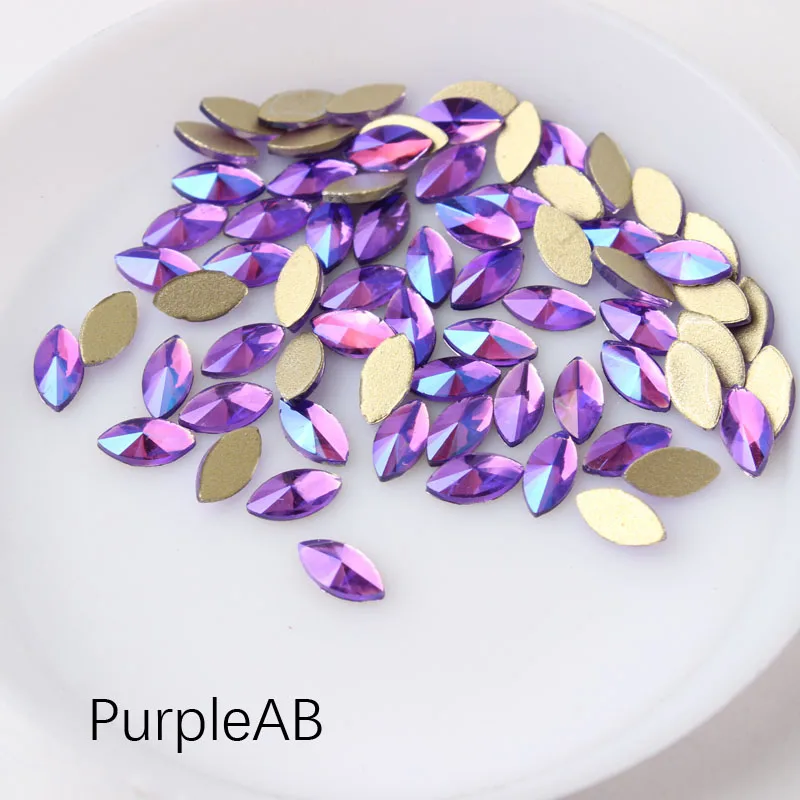 PurpleAB Новинка, распродажа, стразы для нейл-арта "конский глаз", 3X6 мм, цветные, AB, Кристальные камни, 30 шт./100 шт., для украшения своими руками, маникюрный бриллиант - Цвет: PurpleAB