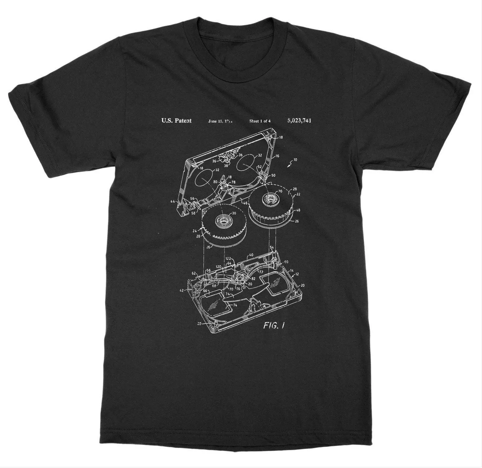

Mens Summer Tops Tees T Shirt Cassette Tape Patent T-Shirt Music Record Invent New Advance Trademark Protectfunny Cotton Tee