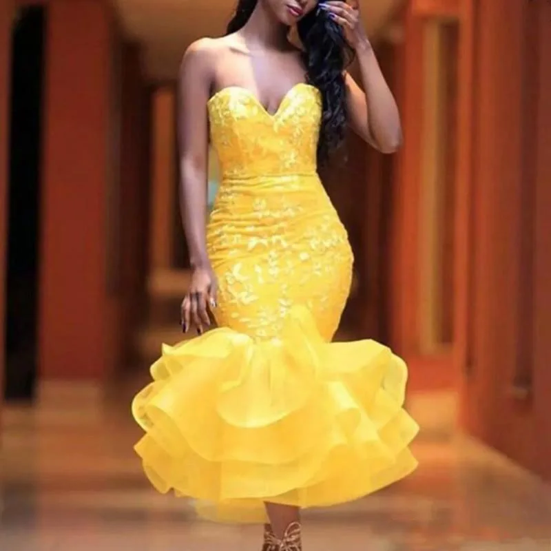 

Женское вечернее платье с открытыми плечами, желтое длинное коктейльное платье с аппликацией, бальное платье для выпускного вечера