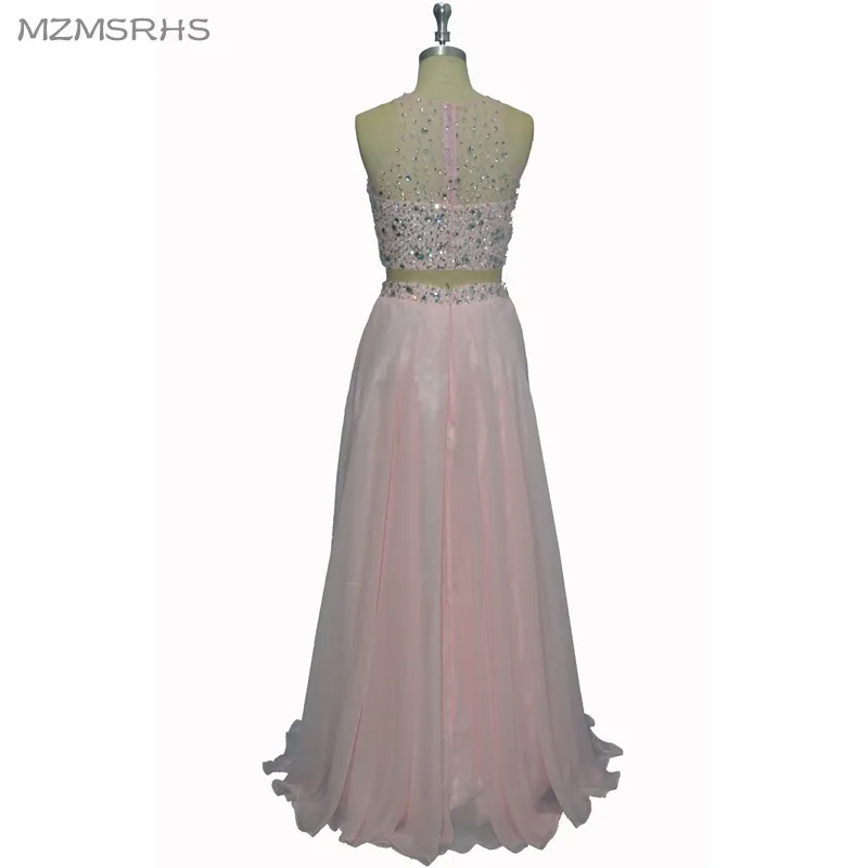 Женское платье для выпускного вечера из двух частей украшенное бисером с