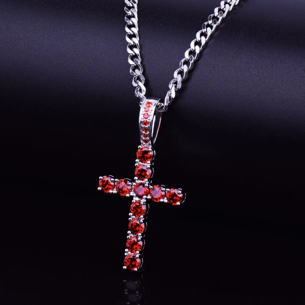 Для мужчин и женщин AAA циркон крест кулон Золото Серебро Медь Материал Iced Out CZ крест подвески, ожерелья, цепи модные хип хоп ювелирные изделия