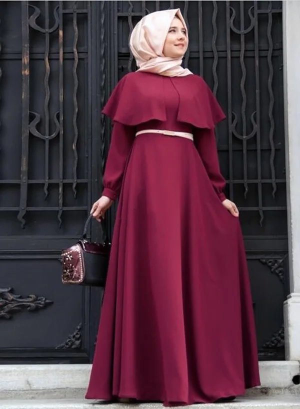 Fashion Cape Poncho Neck Muslim Dress Big Size Lady Chiffon Islamic Women Long Loose Dresses Dubai Middle East Arab Abaya | Тематическая