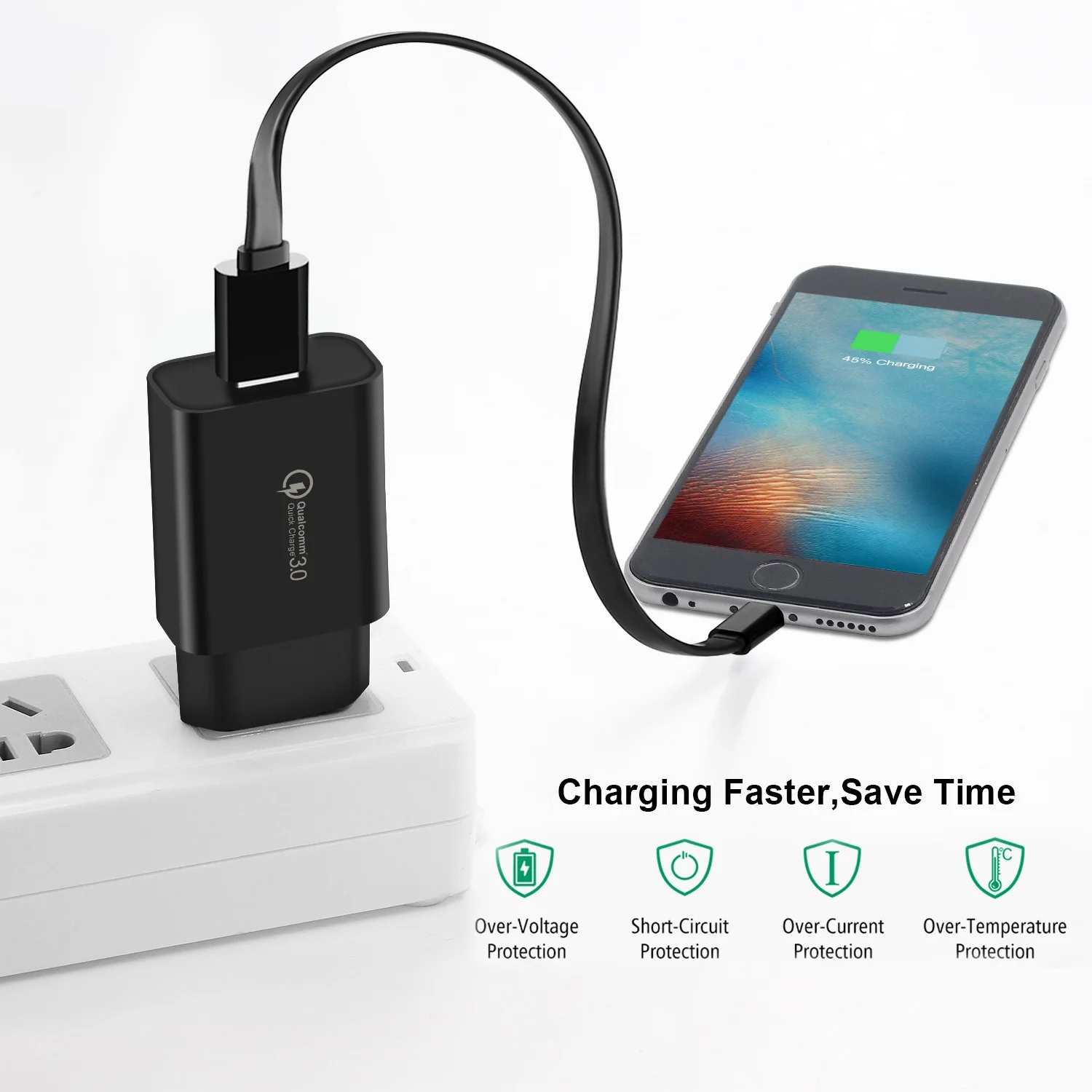 Быстрая зарядка QC3.0 18 Вт универсальная штепсельная вилка EU/US USB портативный