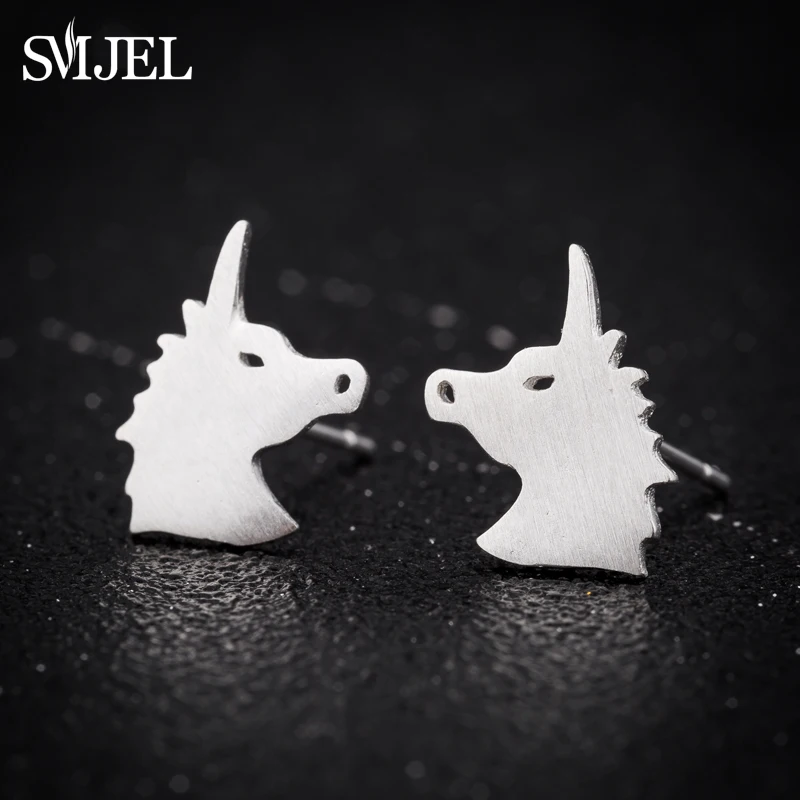SMJEL 2020 Винтаж Малый серьги для женщин милые кошкой единорогом гвоздики в виде