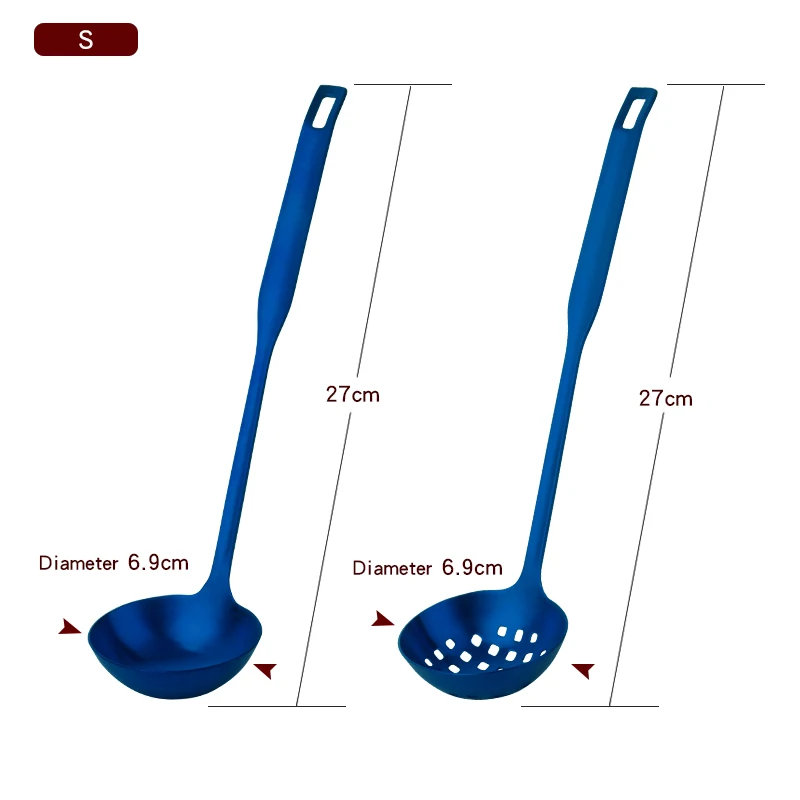 Blue small set 2 шт посуда из нержавеющей стали матовый суп половник и половник-дуршлаг набор кухонных инструментов длинная ручка щелевая ложка с отверстиями настенный - Цвет: Blue small set