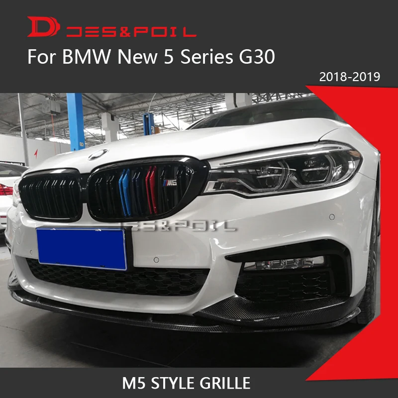 Черная сетчатая Решетка переднего бампера для BMW 5 серий G30 M5 Style двойная планка